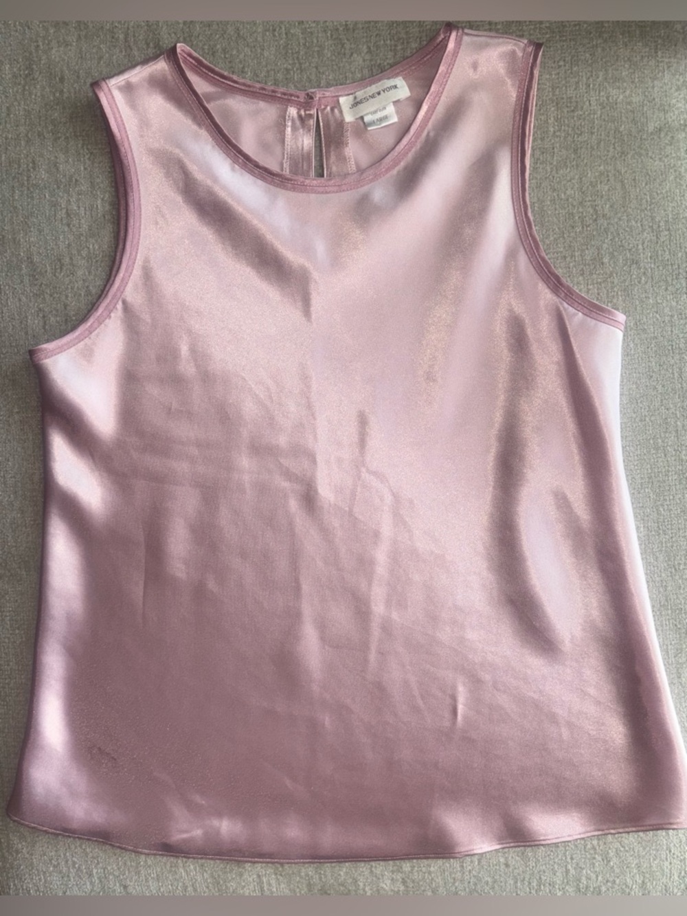 Jones New York Pink Satin Tank Top Blouse Size Large Silky Minimalist Workwear